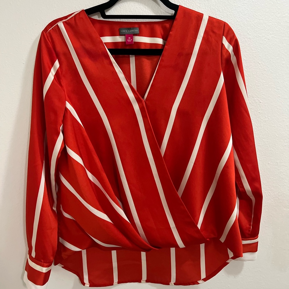 Vince Camuto Blouse Wrap Surplice Top XS orange - Picture 2 of 5